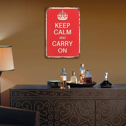 Vintage Keep Calm and Carry On Metal Sign Vintage Sign Positive Quote for Garage Home Kitchen Bar Office Retro Wall Sign Classic Motivational Sign Inspirational Wall Art Decor 8x12 inches in Saudi Arabia