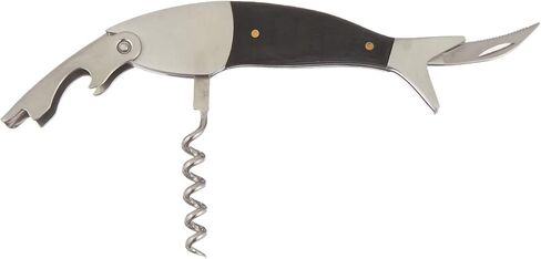 Kikkerland Dark Wood Fish Corkscrew, Black in Saudi Arabia