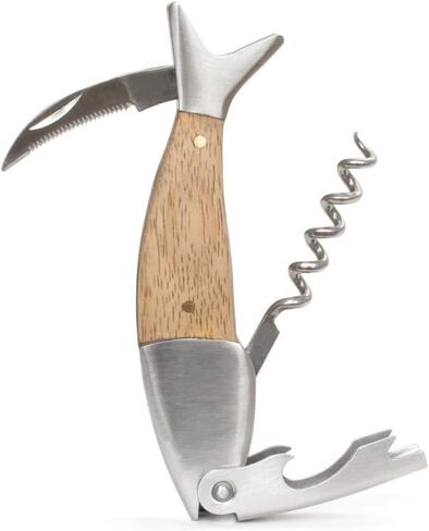 Kikkerland Dark Wood Fish Corkscrew, Black in Saudi Arabia