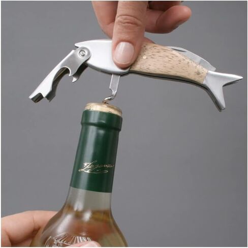 Kikkerland Dark Wood Fish Corkscrew, Black in Saudi Arabia