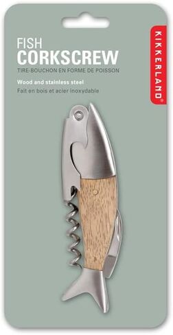 Kikkerland Dark Wood Fish Corkscrew, Black in Saudi Arabia