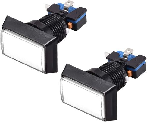 uxcell Game Push Button 49x33 Rectangle 12V LED Illuminated Push Button Switch with Micro Switch for Arcade Video Games White 2pcs in Saudi Arabia