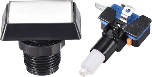 uxcell Game Push Button 49x33 Rectangle 12V LED Illuminated Push Button Switch with Micro Switch for Arcade Video Games White 2pcs in Saudi Arabia
