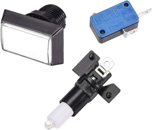 uxcell Game Push Button 49x33 Rectangle 12V LED Illuminated Push Button Switch with Micro Switch for Arcade Video Games White 2pcs in Saudi Arabia