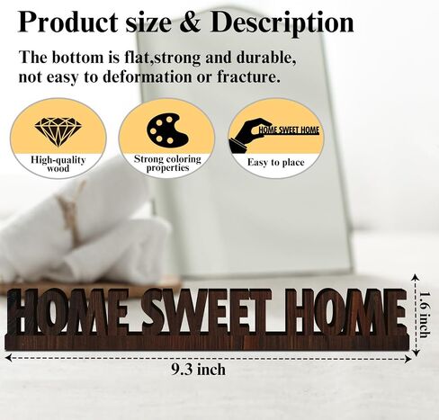Inspirational Phrase Cut Out Desk Sign - Home Sweet Home Gift for Newlyweds Family Friends, Phrase Cut Out Sign for Tabletop Room New House Shelf Decor Wooden Engraved Encourage Sign /35 in Saudi Arabia