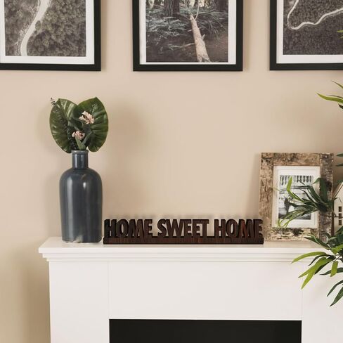 Inspirational Phrase Cut Out Desk Sign - Home Sweet Home Gift for Newlyweds Family Friends, Phrase Cut Out Sign for Tabletop Room New House Shelf Decor Wooden Engraved Encourage Sign /35 in Saudi Arabia