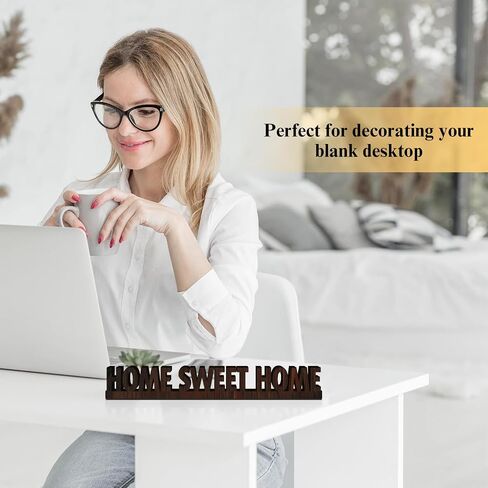 Inspirational Phrase Cut Out Desk Sign - Home Sweet Home Gift for Newlyweds Family Friends, Phrase Cut Out Sign for Tabletop Room New House Shelf Decor Wooden Engraved Encourage Sign /35 in Saudi Arabia