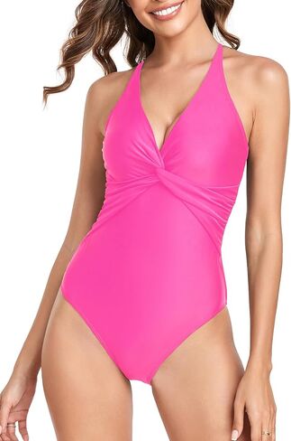 بدلة سباحة نسائية من RELLECIGA برقبة على شكل حرف V قطعة واحدة ملتوية من الأمام للنساء in Kuwait