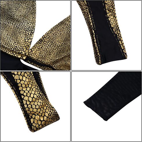 Women Sexy Metallic One Piece Swimsuit Mesh Long Sleeves Hollow Out Swimwear Lace Up Bathing Suit Bikini in Saudi Arabia