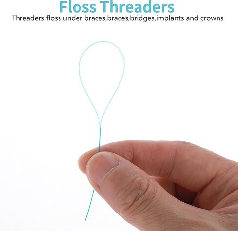 WLLHYF Dental Floss Threader, Biodegradable Threader Multifunctional Nylon Loop Design for Your Teeth Deep Clean Floss for Braces Bridges & Implants 100 Count (2 Pack) Blue in Saudi Arabia