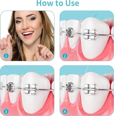 WLLHYF Dental Floss Threader, Biodegradable Threader Multifunctional Nylon Loop Design for Your Teeth Deep Clean Floss for Braces Bridges & Implants 100 Count (2 Pack) Blue in Saudi Arabia