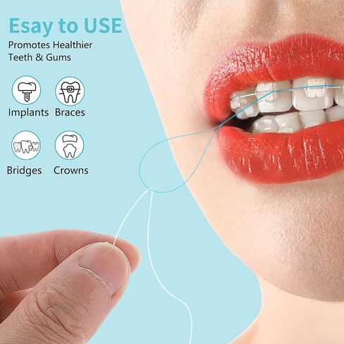 WLLHYF Dental Floss Threader, Biodegradable Threader Multifunctional Nylon Loop Design for Your Teeth Deep Clean Floss for Braces Bridges & Implants 100 Count (2 Pack) Blue in Saudi Arabia