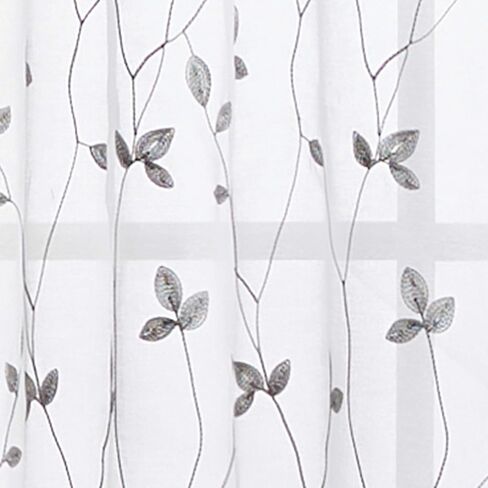 مجموعة ستائر النوافذ الشفافة المطرزة بالنباتات من Curtainworks، جيب قضيب، زوج لوحة مقاس 84 بوصة، حكيم، أخضر in Kuwait