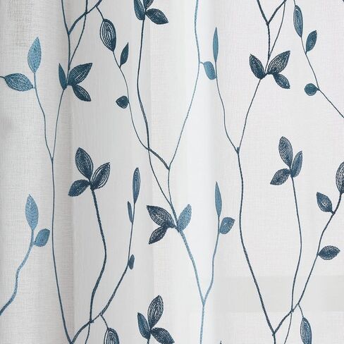 مجموعة ستائر النوافذ الشفافة المطرزة بالنباتات من Curtainworks، جيب قضيب، زوج لوحة مقاس 84 بوصة، حكيم، أخضر in Kuwait