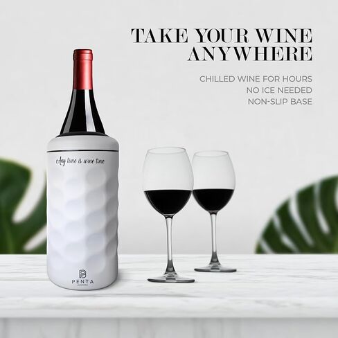 Wine Chiller Bucket | Insulated Wine Stopper with Silicone Seal | Reusable Beverage Preserver | Leakproof, Freshness Maintenance | Gifts for Wine Lovers | Portable 750ml Cooler | BLACK in Saudi Arabia