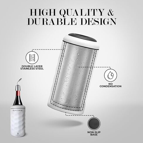 Wine Chiller Bucket | Insulated Wine Stopper with Silicone Seal | Reusable Beverage Preserver | Leakproof, Freshness Maintenance | Gifts for Wine Lovers | Portable 750ml Cooler | BLACK in Saudi Arabia