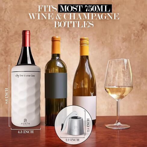 Wine Chiller Bucket | Insulated Wine Stopper with Silicone Seal | Reusable Beverage Preserver | Leakproof, Freshness Maintenance | Gifts for Wine Lovers | Portable 750ml Cooler | BLACK in Saudi Arabia