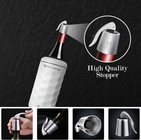 Wine Chiller Bucket | Insulated Wine Stopper with Silicone Seal | Reusable Beverage Preserver | Leakproof, Freshness Maintenance | Gifts for Wine Lovers | Portable 750ml Cooler | BLACK in Saudi Arabia