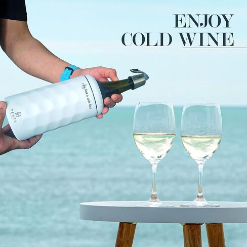 Wine Chiller Bucket | Insulated Wine Stopper with Silicone Seal | Reusable Beverage Preserver | Leakproof, Freshness Maintenance | Gifts for Wine Lovers | Portable 750ml Cooler | BLACK in Saudi Arabia