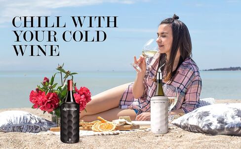 Wine Chiller Bucket | Insulated Wine Stopper with Silicone Seal | Reusable Beverage Preserver | Leakproof, Freshness Maintenance | Gifts for Wine Lovers | Portable 750ml Cooler | BLACK in Saudi Arabia