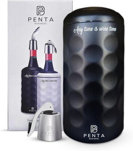Wine Chiller Bucket | Insulated Wine Stopper with Silicone Seal | Reusable Beverage Preserver | Leakproof, Freshness Maintenance | Gifts for Wine Lovers | Portable 750ml Cooler | BLACK in Saudi Arabia