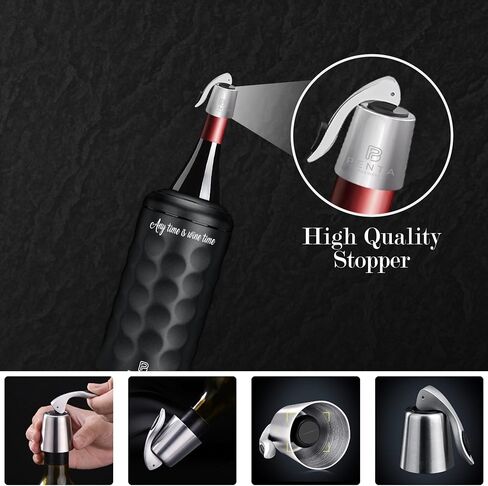 Wine Chiller Bucket | Insulated Wine Stopper with Silicone Seal | Reusable Beverage Preserver | Leakproof, Freshness Maintenance | Gifts for Wine Lovers | Portable 750ml Cooler | BLACK in Saudi Arabia
