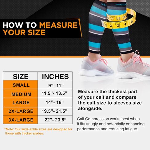 Doc Miller Compression Calf Sleeve for Men & Women, Medical Grade, 20-30mmHg Graduated Support for Running, Calf Tear, Shin Splints, Knee High, Calf Sleeves, Stripes Design, Small, 1 Pair in Saudi Arabia