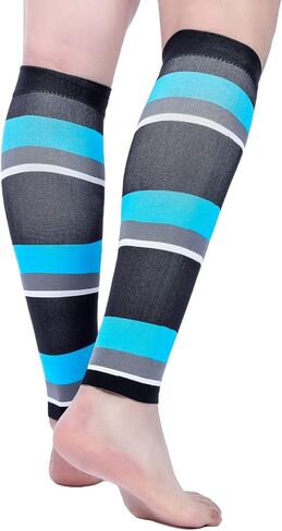 Doc Miller Compression Calf Sleeve for Men & Women, Medical Grade, 20-30mmHg Graduated Support for Running, Calf Tear, Shin Splints, Knee High, Calf Sleeves, Stripes Design, Small, 1 Pair in Saudi Arabia