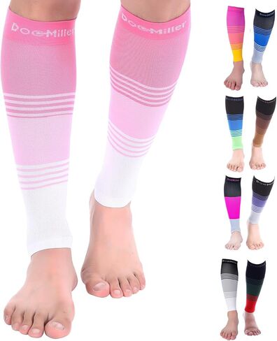 Doc Miller Compression Calf Sleeve for Men & Women, Medical Grade, 20-30mmHg Graduated Support for Running, Calf Tear, Shin Splints, Knee High, Calf Sleeves, Stripes Design, Small, 1 Pair in Saudi Arabia