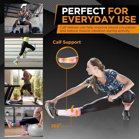 Doc Miller Compression Calf Sleeve for Men & Women, Medical Grade, 20-30mmHg Graduated Support for Running, Calf Tear, Shin Splints, Knee High, Calf Sleeves, Stripes Design, Small, 1 Pair in Saudi Arabia