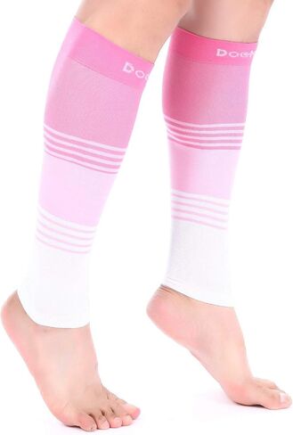 Doc Miller Compression Calf Sleeve for Men & Women, Medical Grade, 20-30mmHg Graduated Support for Running, Calf Tear, Shin Splints, Knee High, Calf Sleeves, Stripes Design, Small, 1 Pair in Saudi Arabia