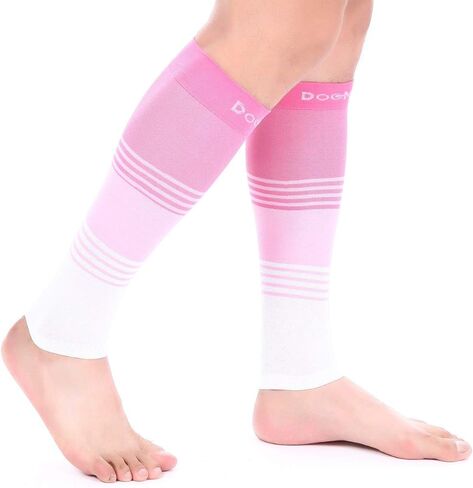 Doc Miller Compression Calf Sleeve for Men & Women, Medical Grade, 20-30mmHg Graduated Support for Running, Calf Tear, Shin Splints, Knee High, Calf Sleeves, Stripes Design, Small, 1 Pair in Saudi Arabia