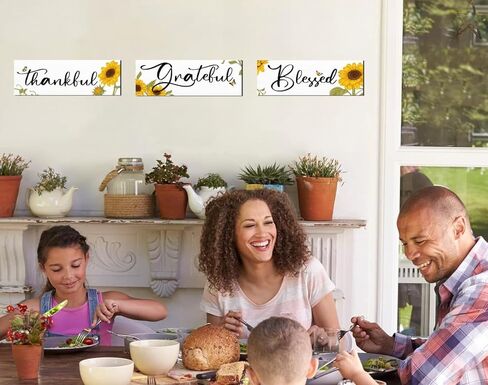 3 قطع من هدايا عباد الشمس لتزيين جدران المزرعة، لافتات خشبية ممتنة ومباركة، لافتات جدارية معلقة على شكل ليمون، ديكور مطبخ عباد الشمس الريفي للمزرعة في الهواء الطلق في الصيف (4 × 11.8 بوصة، أبيض) in Kuwait