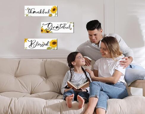 3 قطع من هدايا عباد الشمس لتزيين جدران المزرعة، لافتات خشبية ممتنة ومباركة، لافتات جدارية معلقة على شكل ليمون، ديكور مطبخ عباد الشمس الريفي للمزرعة في الهواء الطلق في الصيف (4 × 11.8 بوصة، أبيض) in Kuwait