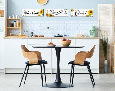 3 قطع من هدايا عباد الشمس لتزيين جدران المزرعة، لافتات خشبية ممتنة ومباركة، لافتات جدارية معلقة على شكل ليمون، ديكور مطبخ عباد الشمس الريفي للمزرعة في الهواء الطلق في الصيف (4 × 11.8 بوصة، أبيض) in Kuwait