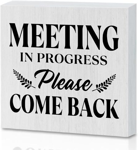 Meeting in Progress Door Sign Decorative Wooden Box Sign, Rustic Farmhouse Out of Office Sign Wood Block Plaque in A Meeting Sign Desk Table Decor Home Cubicle Classroom Business Office Decorations in Saudi Arabia