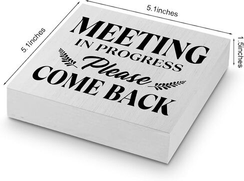 Meeting in Progress Door Sign Decorative Wooden Box Sign, Rustic Farmhouse Out of Office Sign Wood Block Plaque in A Meeting Sign Desk Table Decor Home Cubicle Classroom Business Office Decorations in Saudi Arabia