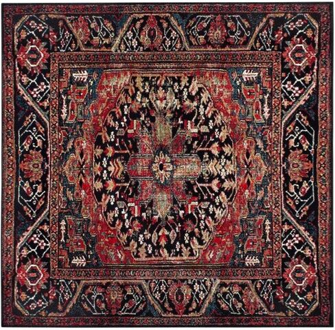 سجادة منطقة مجموعة همدان العتيقة من SAFAVIEH - 22.86 سم × 30.48 سم، أحمر ومتعدد، تصميم فارسي تقليدي شرقي، لا يتساقط ويسهل العناية به، مثالي للمناطق ذات الحركة العالية في غرفة المعيشة وغرفة النوم (VTH215A) in Saudi Arabia