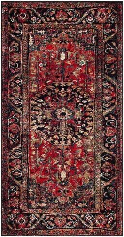 سجادة منطقة مجموعة همدان العتيقة من SAFAVIEH - 22.86 سم × 30.48 سم، أحمر ومتعدد، تصميم فارسي تقليدي شرقي، لا يتساقط ويسهل العناية به، مثالي للمناطق ذات الحركة العالية في غرفة المعيشة وغرفة النوم (VTH215A) in Saudi Arabia