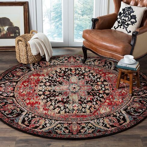 سجادة منطقة مجموعة همدان العتيقة من SAFAVIEH - 22.86 سم × 30.48 سم، أحمر ومتعدد، تصميم فارسي تقليدي شرقي، لا يتساقط ويسهل العناية به، مثالي للمناطق ذات الحركة العالية في غرفة المعيشة وغرفة النوم (VTH215A) in Saudi Arabia