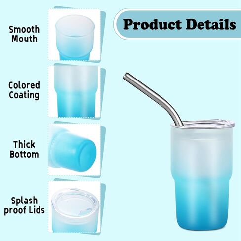 Needbrock 10 Pcs Mini Tumbler Shot Glass with Straw, 3oz Sublimation Shot Glass Tumblers Set Stainless Steel Double Wall Vacuum Insulated Shot Glasses Cups for Cocktail Coffee Whiskey Beer in Saudi Arabia