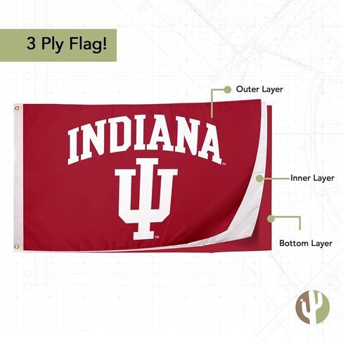 Desert Cactus Indiana University Flag Double Sided Hoosiers Bloomington Banners 100% Polyester Indoor Outdoor 3x5 feet Flags (Double Sided - Flag 2) in Saudi Arabia