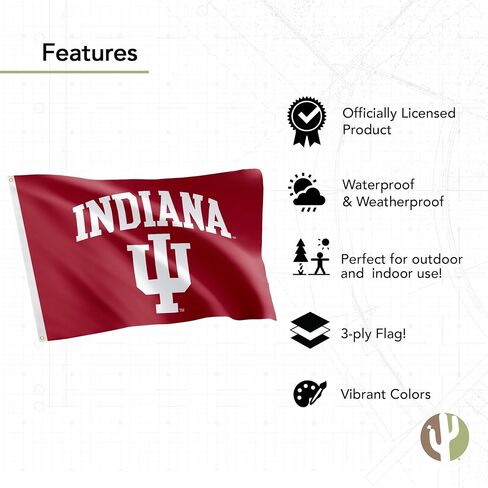 Desert Cactus Indiana University Flag Double Sided Hoosiers Bloomington Banners 100% Polyester Indoor Outdoor 3x5 feet Flags (Double Sided - Flag 2) in Saudi Arabia