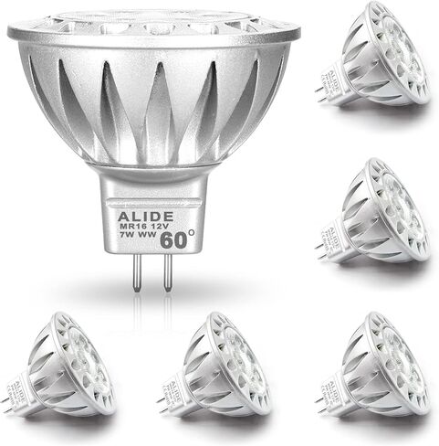 ALIDE GU10 Led Light Bulbs Dimmable AC120V,25W 35W 50W Halogen Replacement,2700K Warm White,MR16 GU10 Dimmable 2 Prong Base 5W Led Track Bulbs,450LM,38 Degrees,6Pack in Saudi Arabia