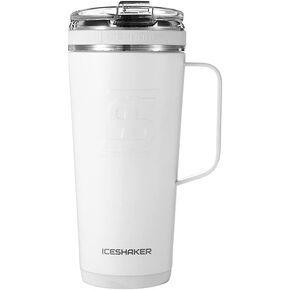 Ice Shaker 26 Oz Stainless Steel Flex Tumbler with Handle, as Seen on Shark Tank, White Modern Drinking Cup