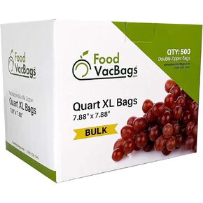500 count - 7.88" x 7.88 Square Double Zipper Reclosable Resealable Lock Seal Zip Bags, 2 mil, Food Safe, BPA Free