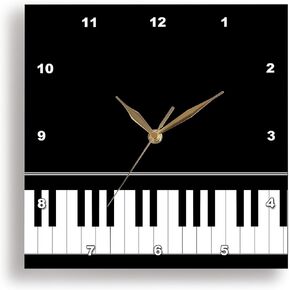 3dRose Black Piano Edge - Baby Grand Keyboard Music Design for Pianist Musical Player and Musician Gifts - Wall Clock, 10 by 10-Inch (DPP_112947_1)