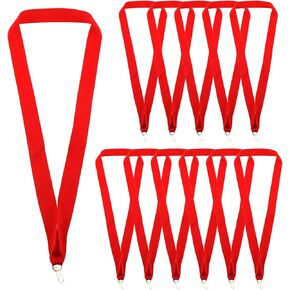 12PCS Medal Ribbon Award Neckband Red Stripe Medal Lanyard with Buckle Clip for Game and Party Competition and and Team Competition