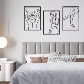 Yunjuhop Elegant Modern Abstract Woman Metal Decor,Gold Abstract Aesthetic Wall Decor,Bedside Bookshelf Bedroom Sculptures Decor (Gold-Female-3Pcs)