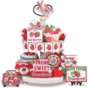 15 Pcs Farmhouse Tiered Tray Decor Set Home Wooden Signs Rustic Home Sweet Home Tabletop Wooden Block Sign for Home Table Decor (Home)